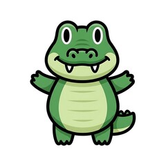 Fototapeta premium Smiling cartoon crocodile character standing.