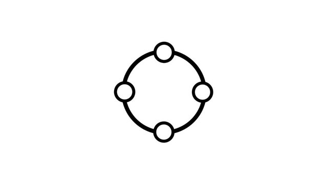 Clean animation of a network node icon forming with black lines on a white background. Perfect for corporate presentations and tech-themed content.