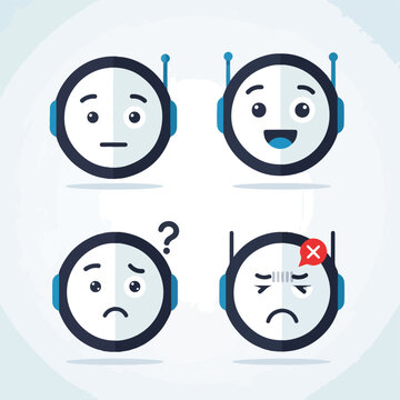 AI assistant icon with various facial expressions