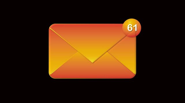 The number of envelope notifications increases from one to one hundred, representing many unread messages