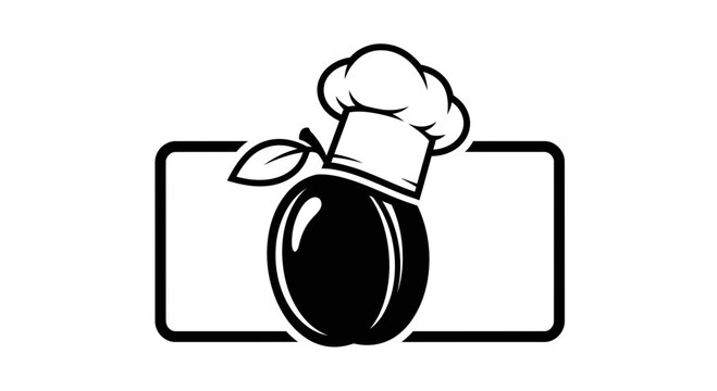 Chef Hat on Plum Icon, Culinary Concept, Food Logo, Restaurant Symbol