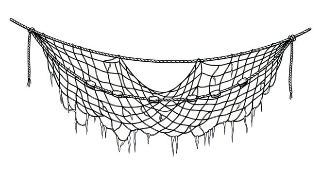 Fishing Net with Floats - Nautical Marine Equipment Illustration
