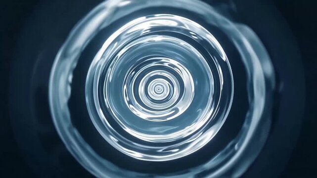 Abstract Blue Swirling Water Vortex Tunnel Animation.