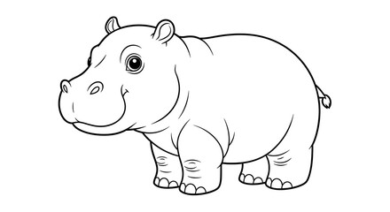 Obraz premium Cute cartoon rhino isolated on white background