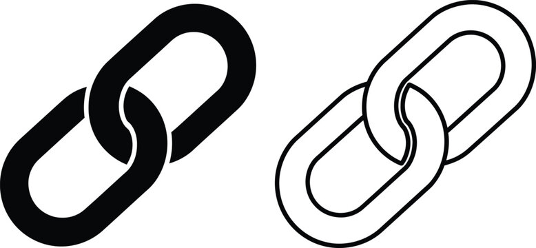 Black and White Chain Link Icon Set Vector