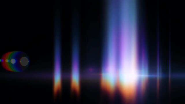 Abstract animation dark with background refraction effect loop looping render gradient futuristic iridescent shape create luminous scene glowing vertical light beams soft color reflection and soft
