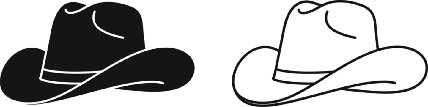 Cowboy Hat Icon Set Vector