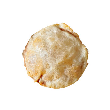 ビスケット天ぷら 岩手県 郷土料理 手作り 1枚 切り抜き 白背景（Handmade Biscuit Tempura from Iwate, 1 piece, Isolated on White Background）
