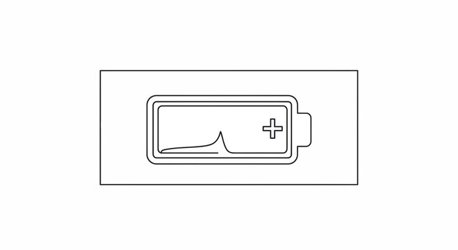 Battery icon with fluctuating charge level graph, energy concept