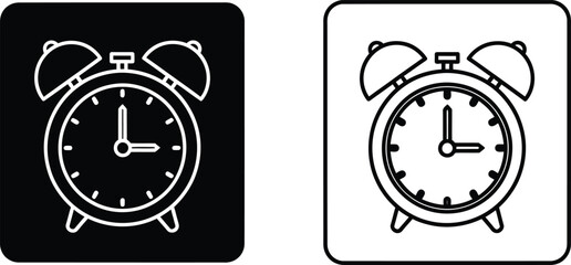 Fototapeta premium Alarm Clock Icon Set Black and White Vector Vector