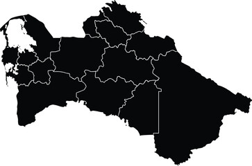 Fototapeta premium Black silhouette map of regions with white outlines