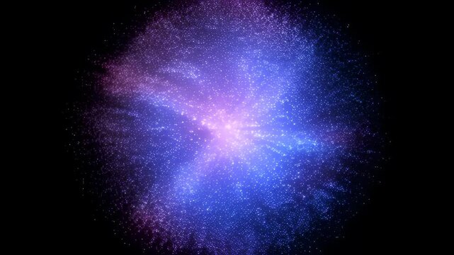 Glowing cosmic nebula blue purple starfield galaxy explosion luminous space dust celestial cluster glowing particle sphere radiant orb neon sphere energy sphere pink and blue glow luminous particle