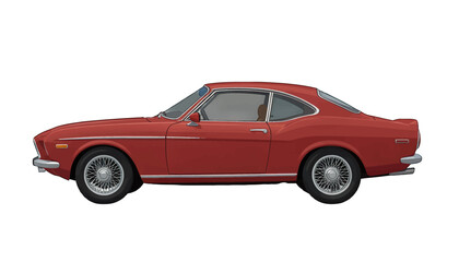 Obraz premium Classic Vintage Red Sports Car Vector Illustration, Isolated, Transparent Background for Design