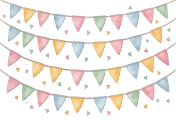 Naklejka premium Colorful Triangular Bunting Flags Vector, Festive Design Elements for Celebrations and Events