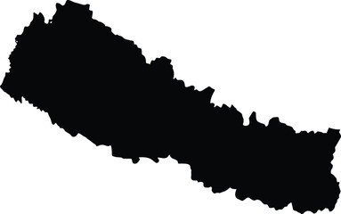 Fototapeta premium Silhouette map of Nepal in black on white background