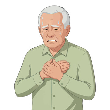 Elderly Man Suffering From Chest Pain, Isolated Vector Illustration for Medical and Healthcare Use