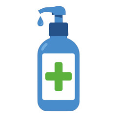 Obraz premium Hand Sanitizer Bottle Icon Vector, Blue Medical Pump Dispenser Illustration for Health and Wellness