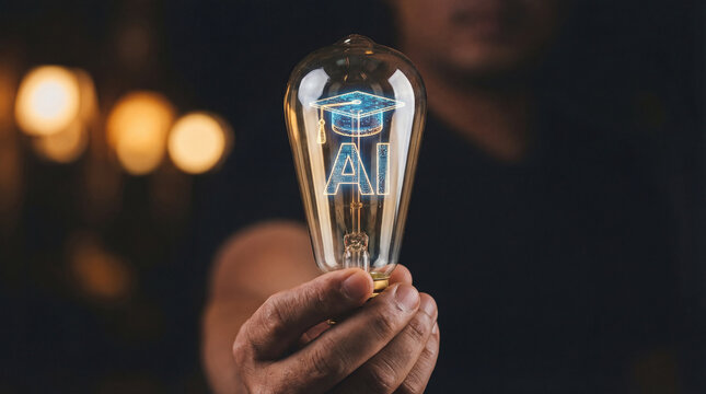 Artificial Intelligence Education Concept Represented by Light Bulb