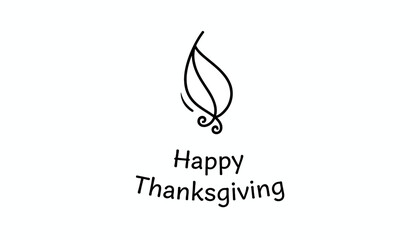 Obraz premium Happy Thanksgiving text with elegant leaf graphic on white background