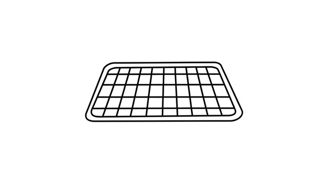 Grid Pattern Icon, Simple Geometric Design, Black and White Line Art