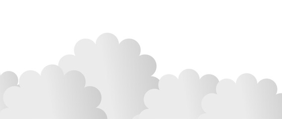 Fototapeta premium Minimalist graphic illustration of stylized white clouds against a clean white background, perfect for web design or creative projects.