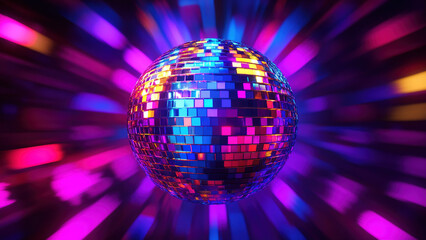 Obraz premium colorful circle disco party lights background, glow 
