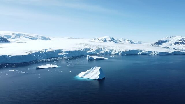 Iceberg floating in ocean water landscape.