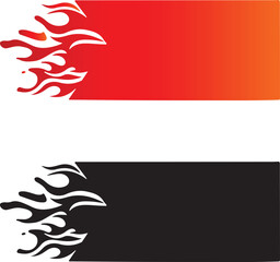 Fototapeta premium Fiery flame elements abstract graphic design banners with red orange gradient and black silhouette fire symbols vector