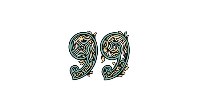 Decorative number ninety nine symbol.