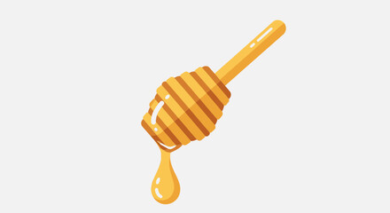 Golden honey dipper with dripping honey. © Fandi Comp