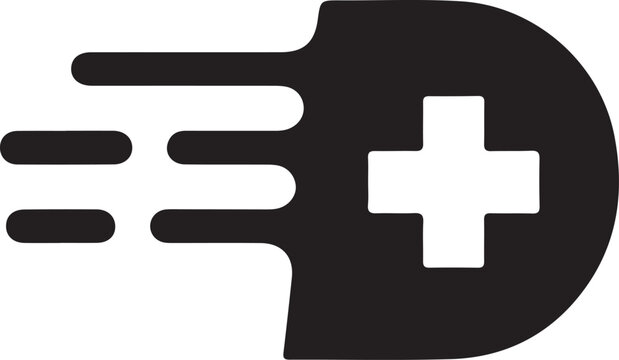 Stylized black game controller icon with motion blur effect representing speed and action for gaming and esports