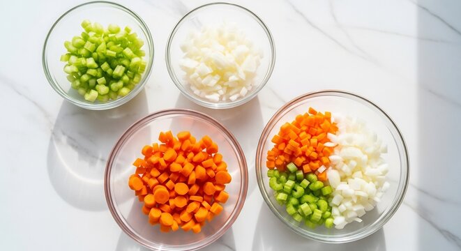 Freshly Chopped Vegetables Ready for Cooking.