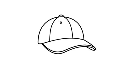 Fototapeta premium Simple Line Drawing of a Baseball Cap