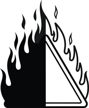 Fire triangle icon burning flames Vector