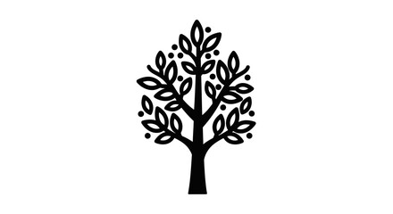 Obraz premium A minimalist black silhouette of a tree against a white background.