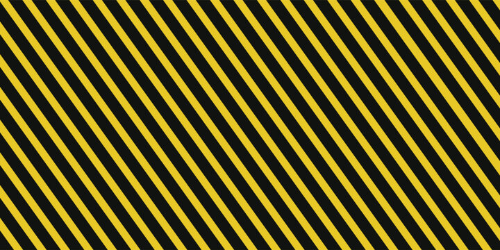 Warning tape with yellow and black diagonal stripes. Warn stop seamless line. Yellow and black caution tape border.