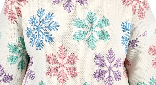 Cozy knit sweater with pastel snowflake pattern, winter fashion