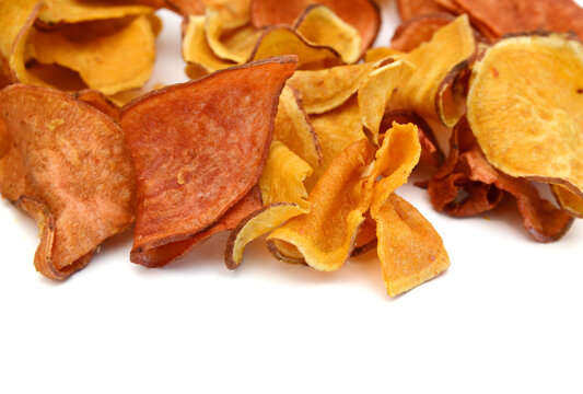 Vegetables chip on white background