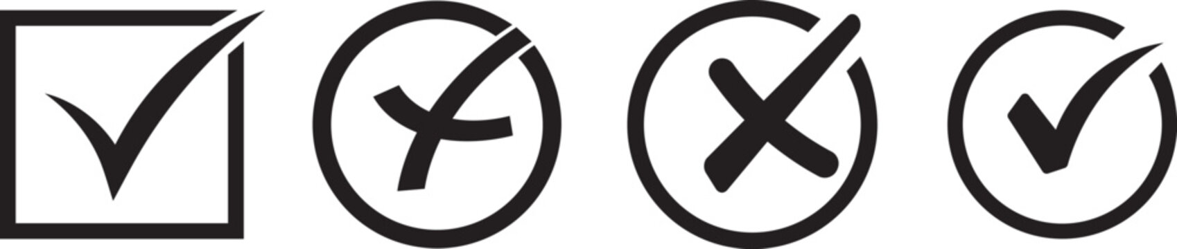Check mark and red cross icon set, professional approved and rejected symbols, green tick and red cross collection, professional web design and mobile app illustration EPS 10

