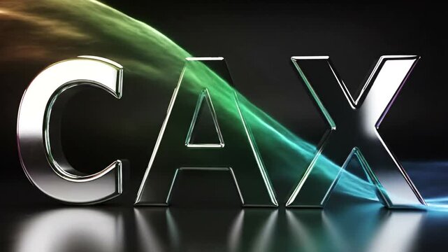 CAX Text with Colorful Light Streaks.