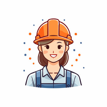 ヘルメットを被った作業員のアイコン 建設現場や工場のスタッフ