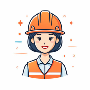 ヘルメットを被った作業員のアイコン 建設現場や工場のスタッフ