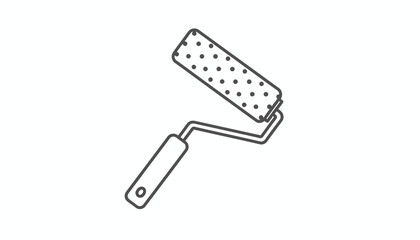Fototapeta premium Paint Roller Icon, Simple Line Art, DIY and Renovation Tool