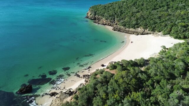 praia dos coelhos arrabida drone footage