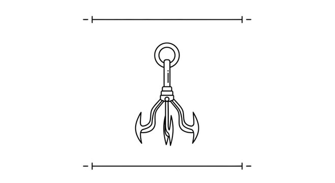 Grappling Hook Icon Vector Illustration - Climbing Tool for Adventure and Rescue