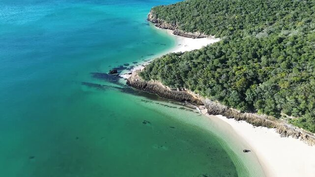 praia dos galapinhos e coelhos na arrabida drone shot