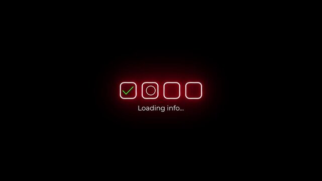 step by step loading progress with tick confirmation.