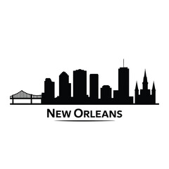 Obraz premium A striking black silhouette of the new orleans city skyline