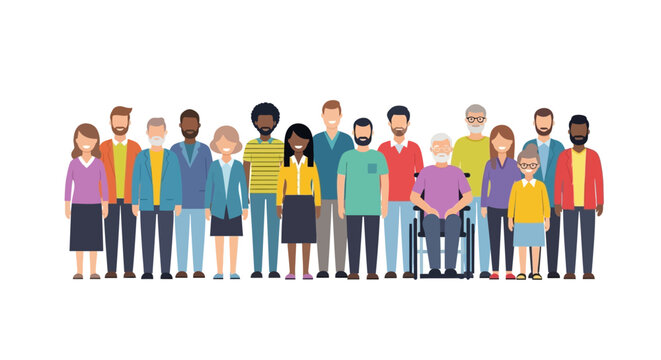 Diverse group of people standing together.