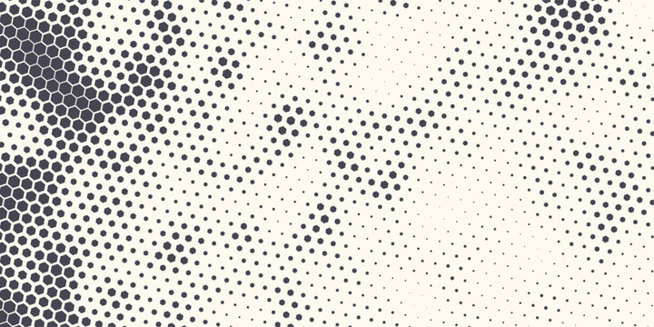 Hexagon Shapes Vector Abstract Geometric Technology Retrowave Sci-Fi Texture Isolated on Light Background. Halftone Hex Retro Simple Pattern. Eps10